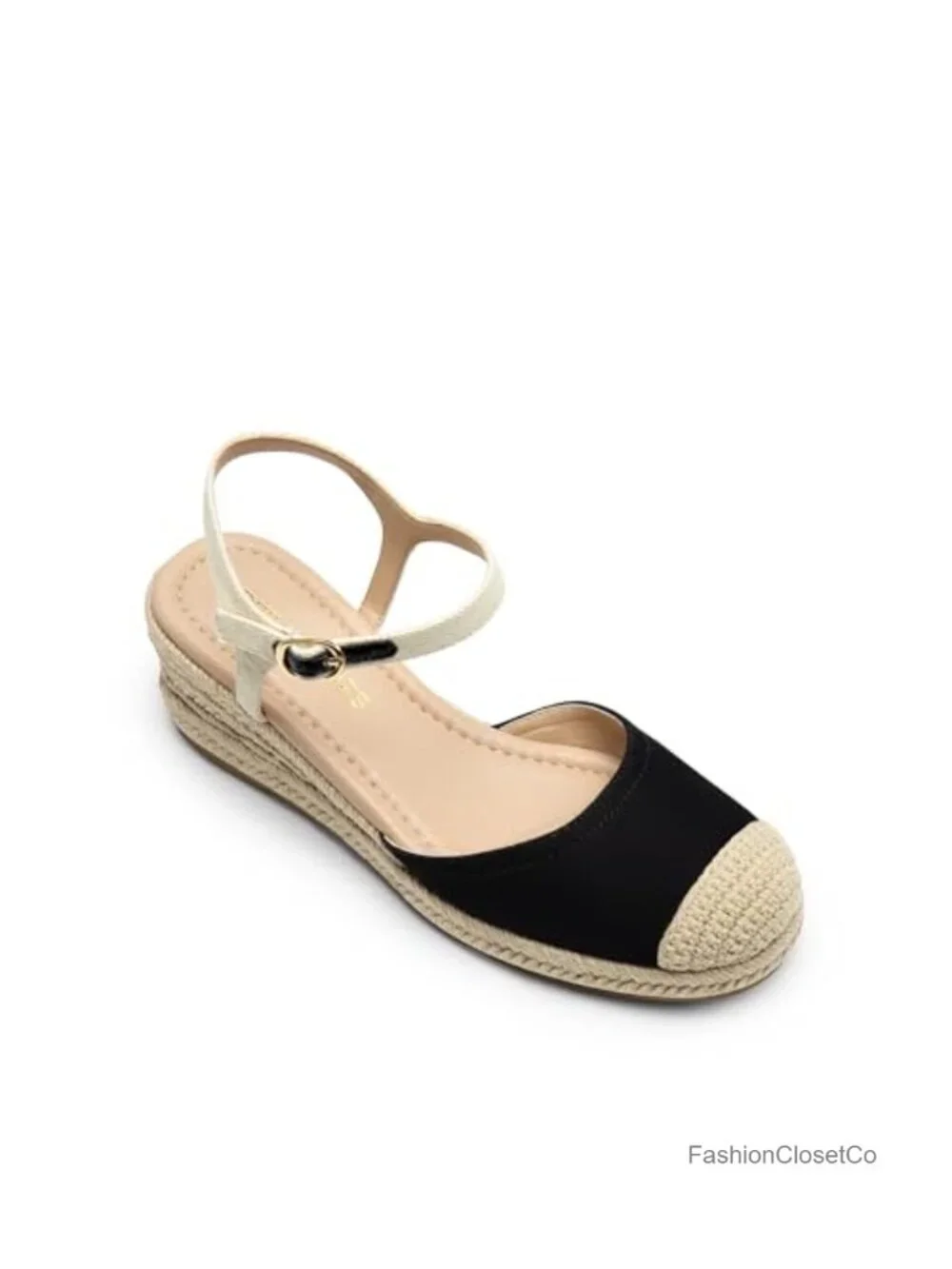 Espadrille Platform Wedge Sandals with Cushioned Insole and Ankle Strap Buckle